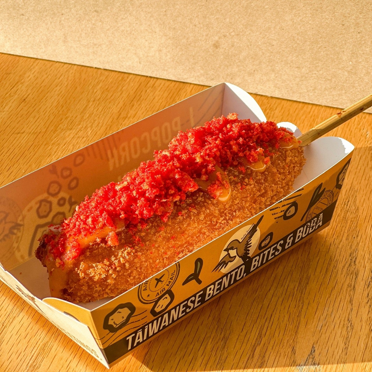 Flaming Hot Hot Cheetos Mozzarella Corn Dog BOGO!! Hot Cheetos